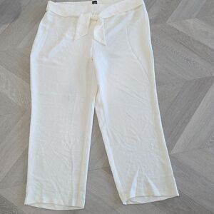 Soho Apparel Womans White Wige Leg Flowy Pants, Size Large